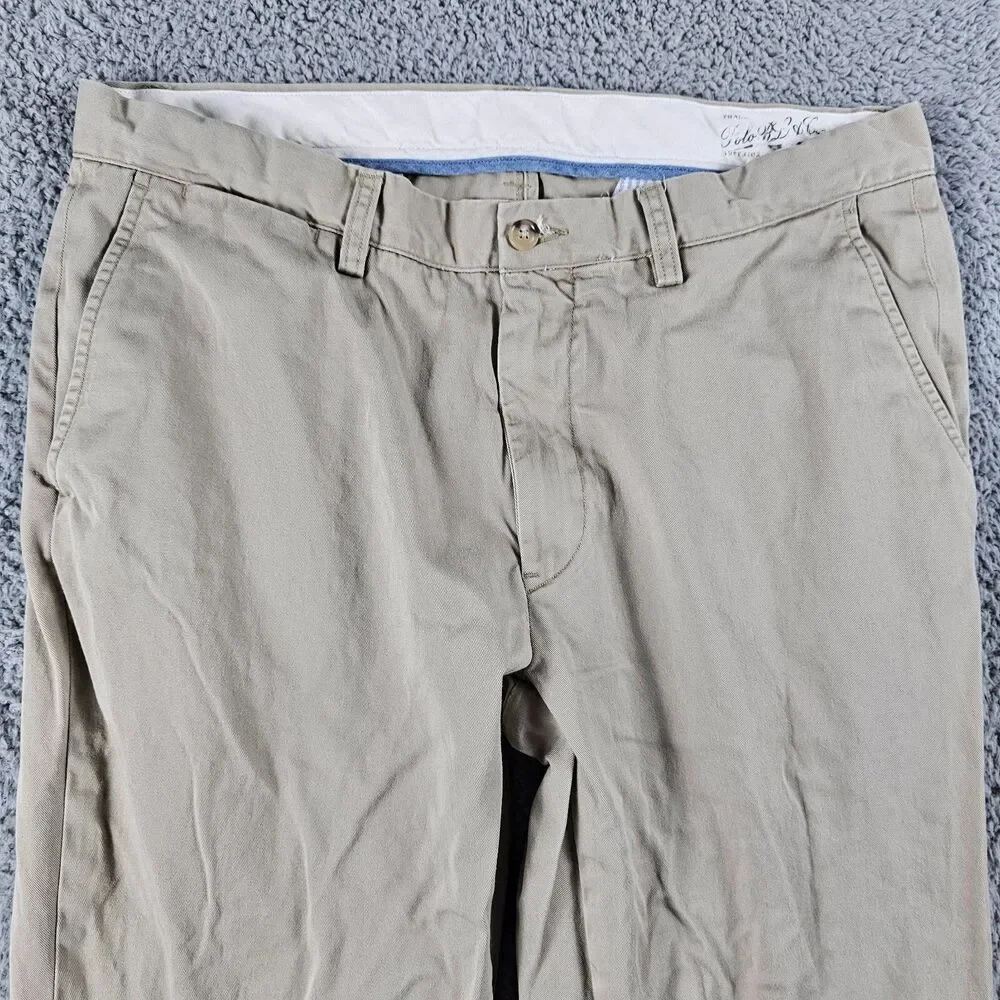 Polo Ralph Lauren Chino Pants Men 34x29 Khaki Classic Straight Flat Front Preppy